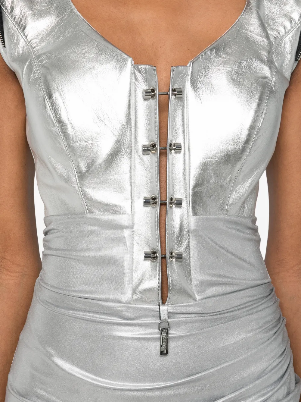 MITILIANE COUTURE Mini-jurk met leren vlak Zilver