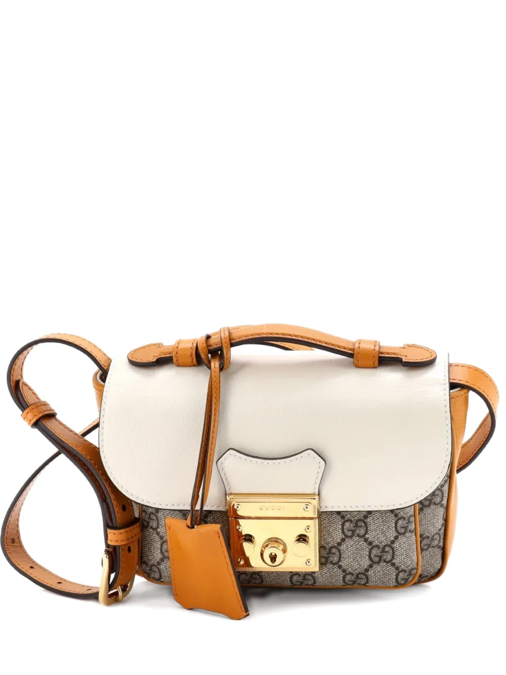Gucci Pre-Owned Padlock Front Pocket Flap GG Coated Canvas and Leather Mini shoulder bag - Toni neutri