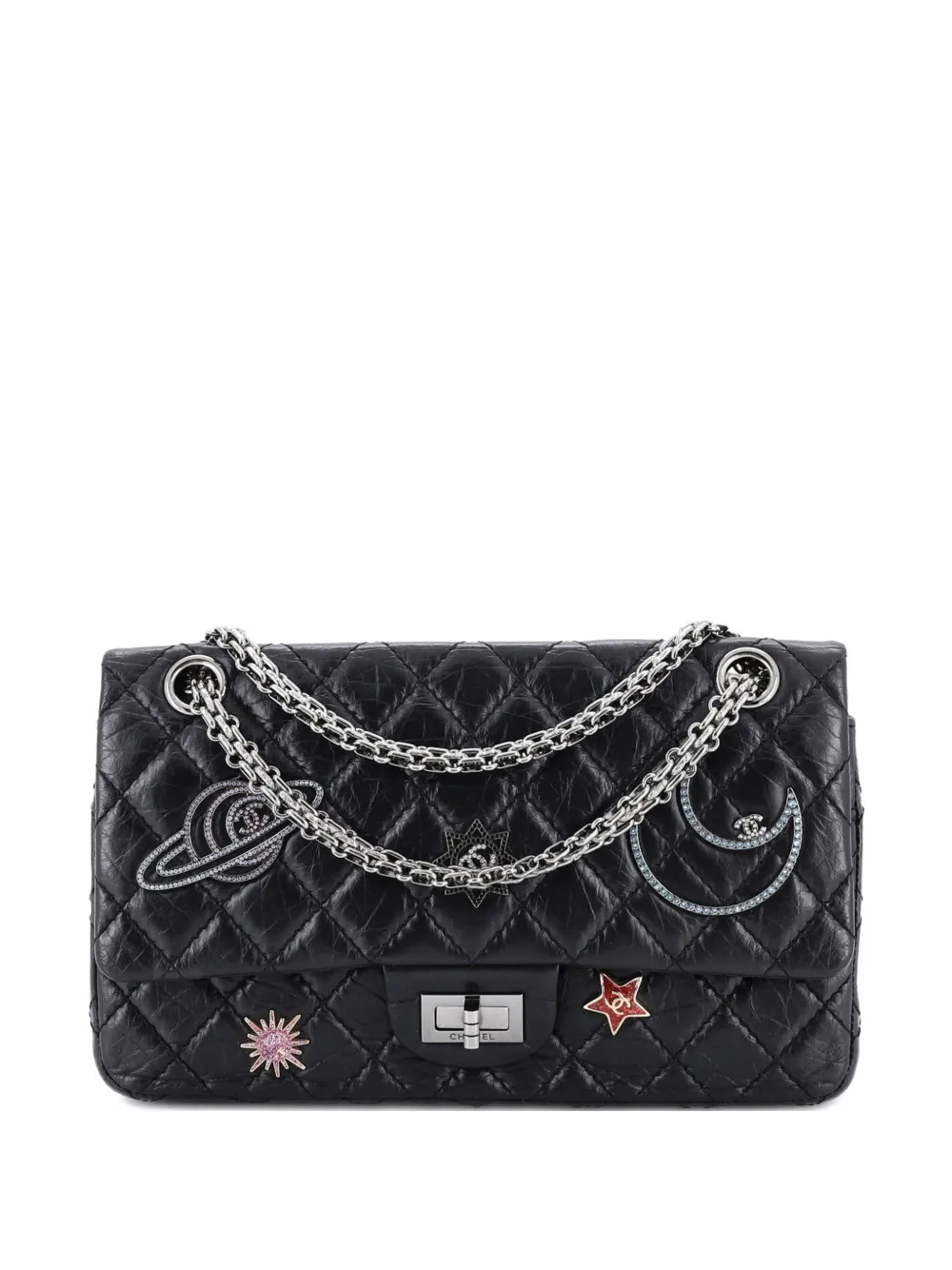 CHANEL Pre-Owned Space Charms Reissue 2.55 Flap Bag Quilted Aged Calfskin 225 shoulder bag - Nero