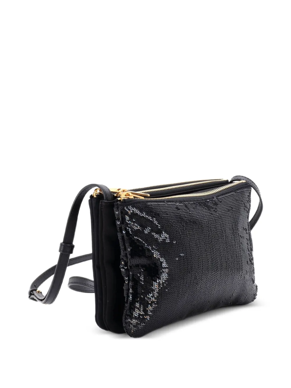 Trio Sequin Embellished Nylon Small Crossbody Bag