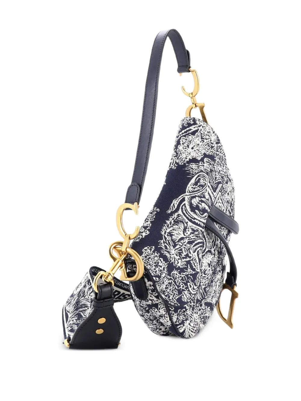 Christian Dior Pre-Owned Toile De Jouy Saddle Bag Embroidered Canvas Medium shoulder bag - Blu