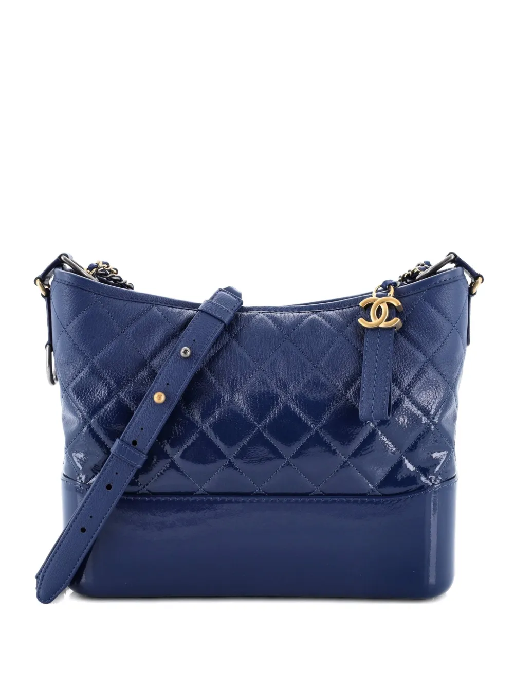 CHANEL Pre-Owned Borsa passepartout Gabrielle media in pelle di capra trapuntata con finitura lucida - Blu