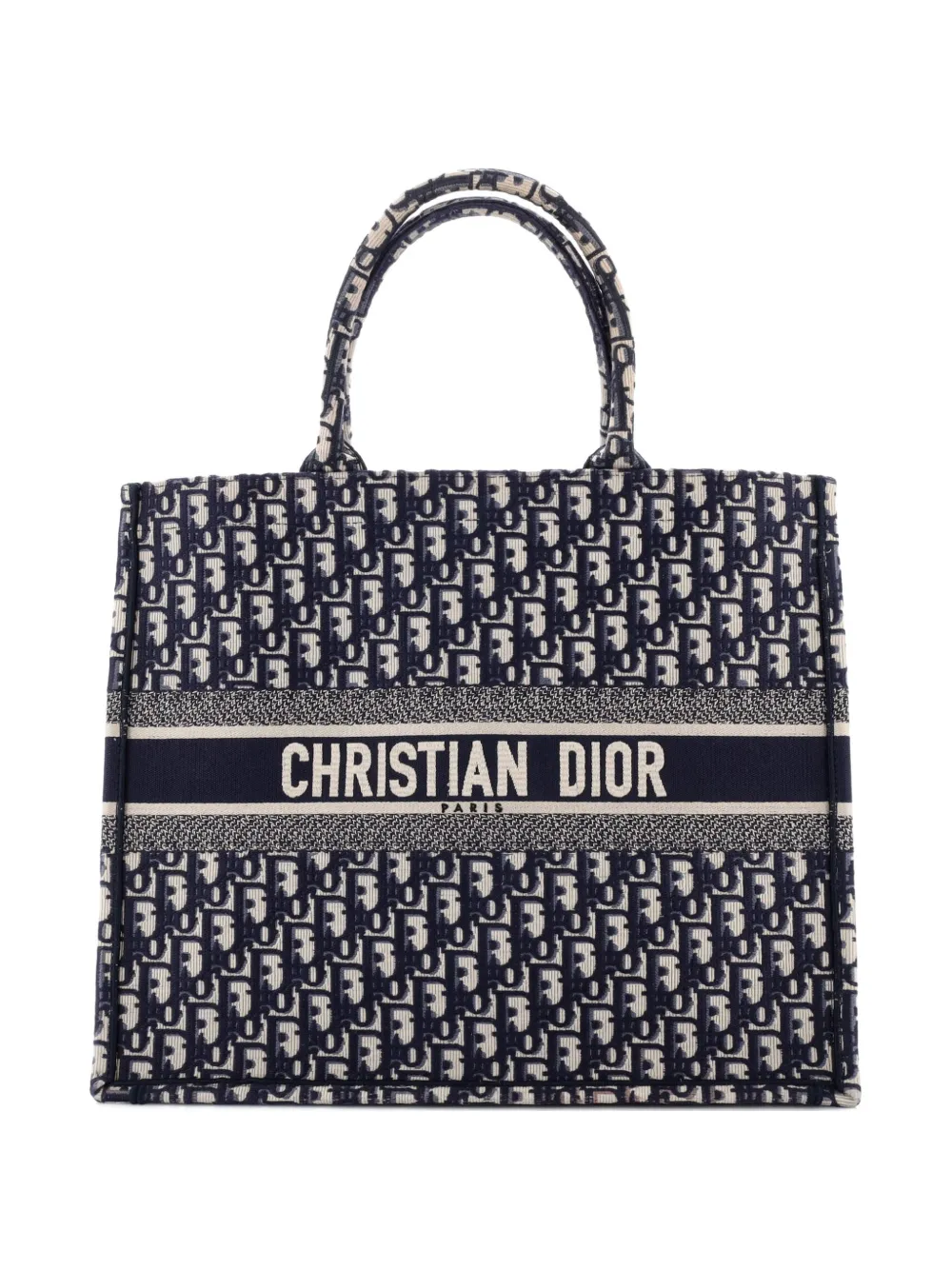 Christian Dior Pre-Owned Borsa tote Book Oblique grande in tela - Blu