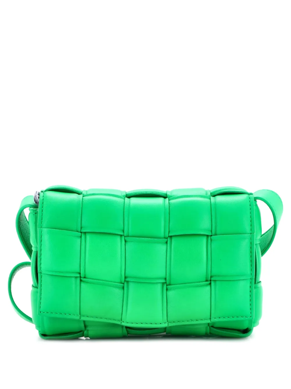 Bottega Veneta Pre-Owned Borsa a tracolla Cassette piccola in pelle imbottita con motivo Maxi Intrecciato - Verde