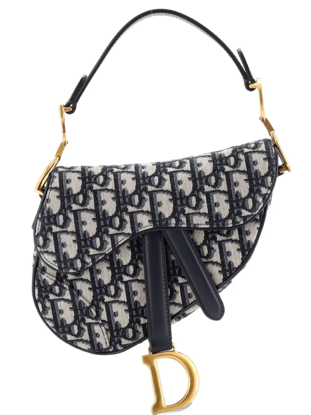 Christian Dior Pre-Owned Borsa a spalla Saddle mini in tela con motivo Oblique - Blu