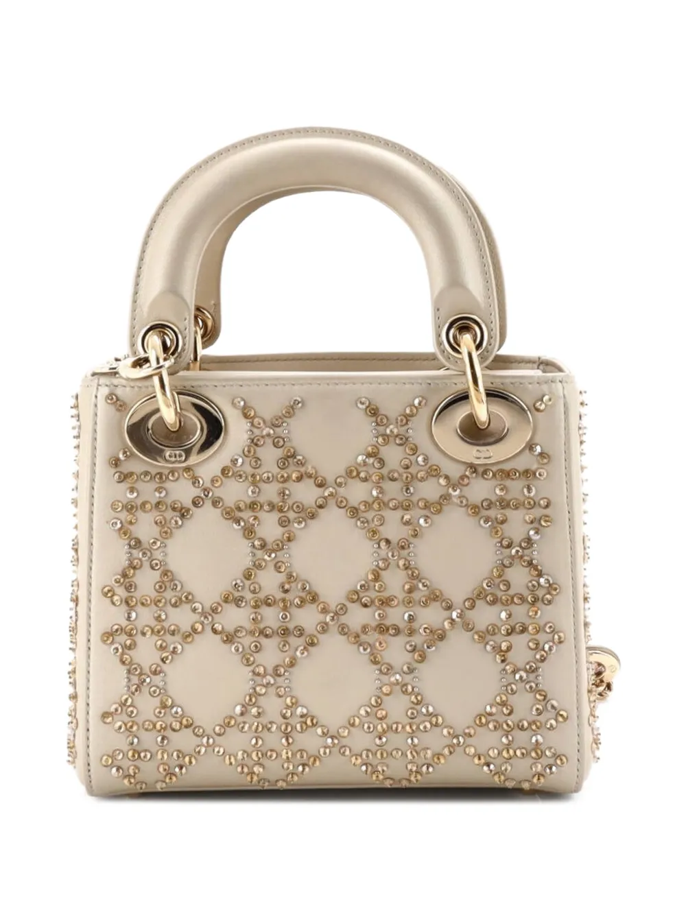 Lady Dior Chain Bag Crystal Embellished Cannage Quilt Leather Mini Satchel