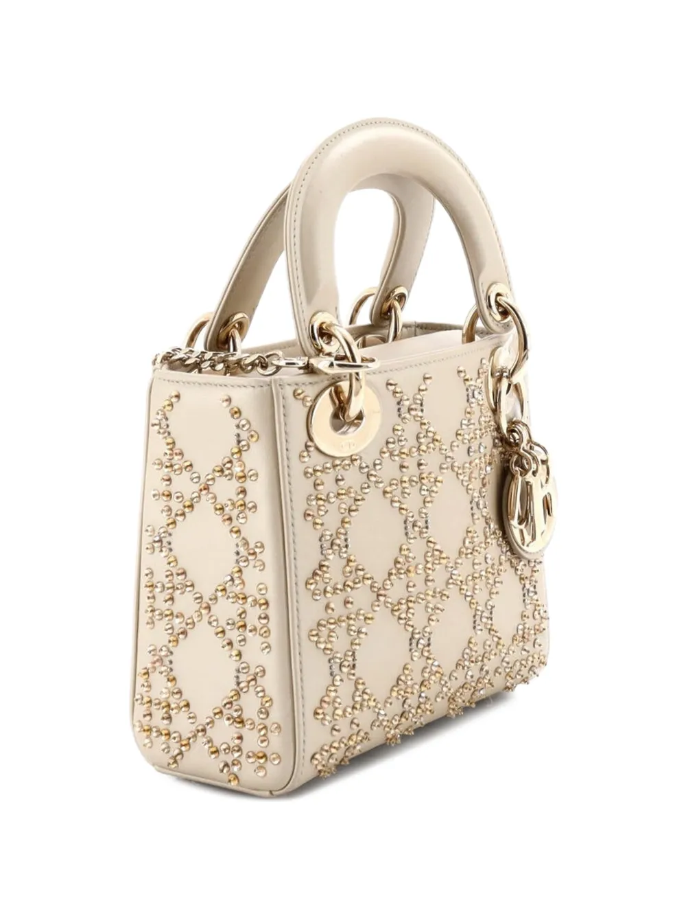 Lady Dior Chain Bag Crystal Embellished Cannage Quilt Leather Mini Satchel