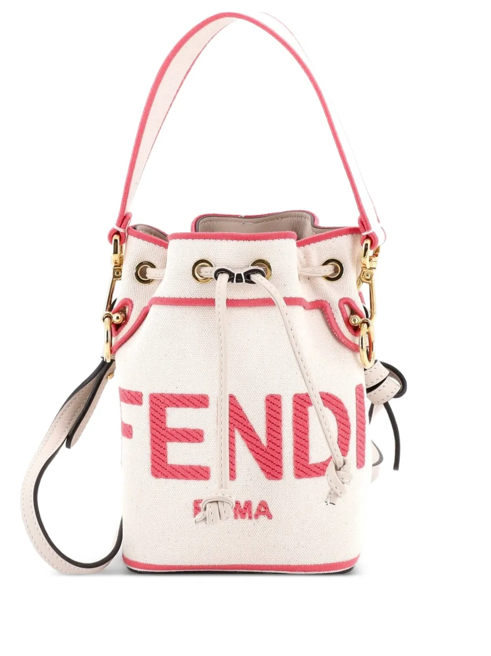 Fendi Pre-Owned Borsa a secchiello Mon Tresor mini in tela con logo - Rosa