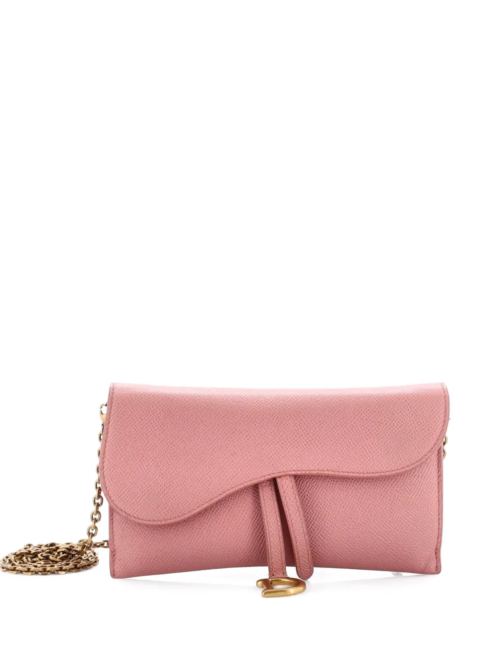 Christian Dior Pre-Owned Clutch Saddle in pelle con catena - Rosa