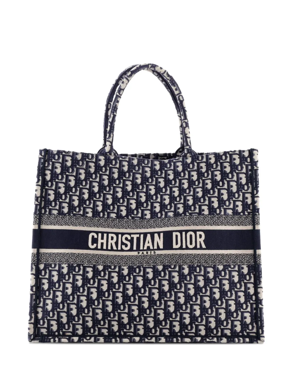 Christian Dior Pre-Owned Borsa tote Book Oblique grande in tela - Nero