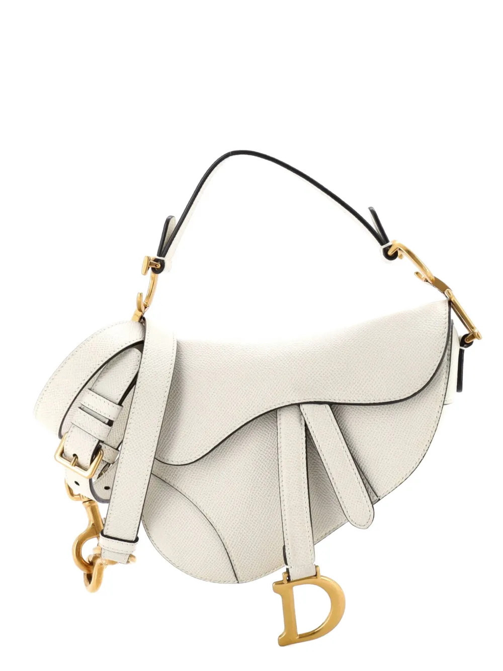 Christian Dior Pre-Owned Saddle Handbag with Strap Leather Mini shoulder bag - White