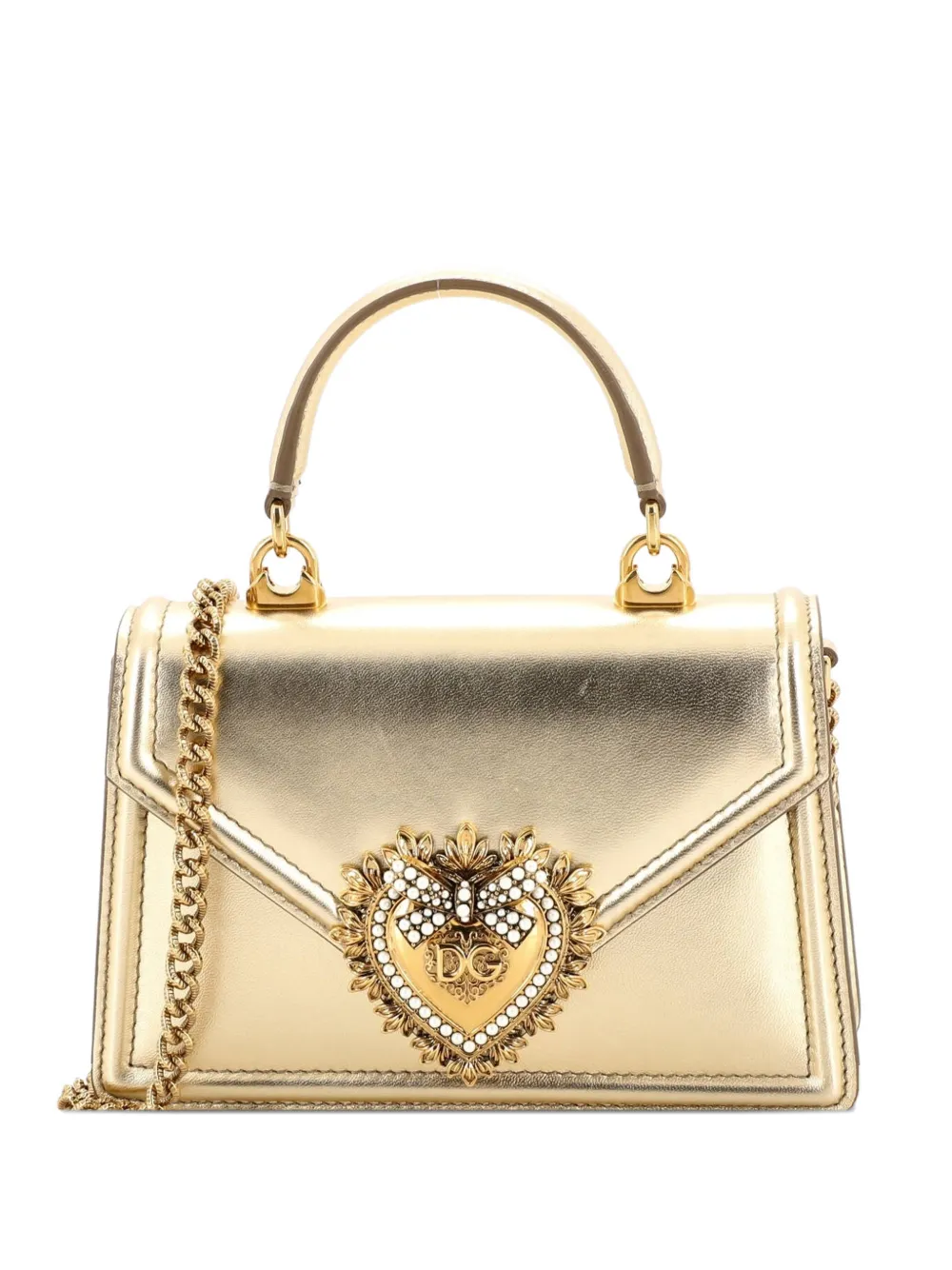 Dolce & Gabbana Pre-Owned Borsa a tracolla Devotion piccola in pelle - Oro
