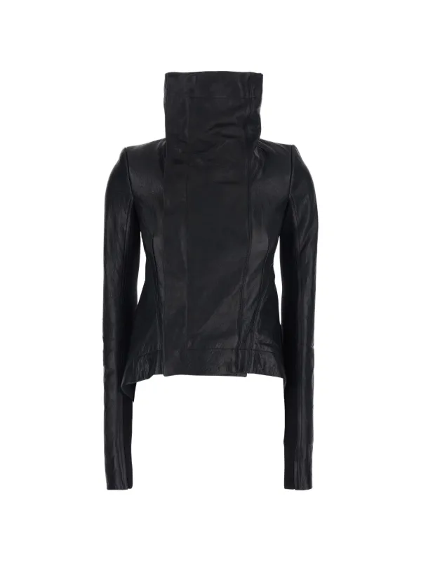 Rick Owens RICK'S JKT レザージャケット Rick Owens Leather zip-up Jacket | Black | FARFETCH