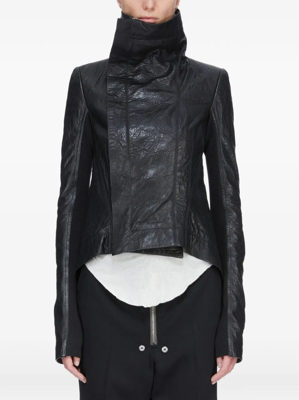 Rick Owens leather zip-up jacket - Nero