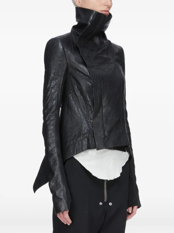 Rick Owens Temple Naska Biker Jacket In Tumbled Lamb | Black
