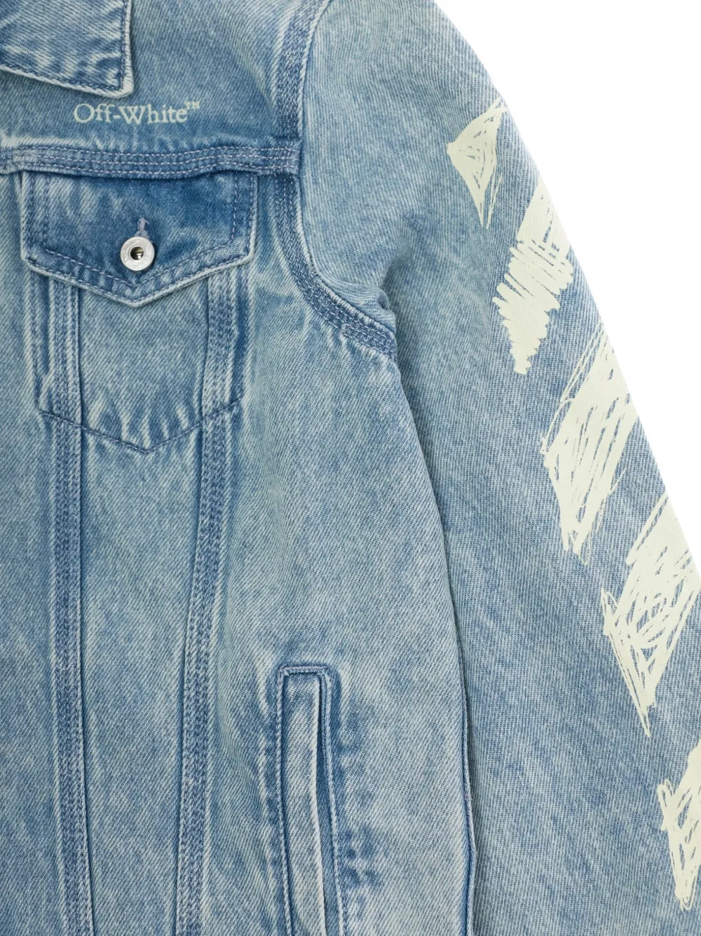 Off-White Kids Diag Sketch denim jack Blauw