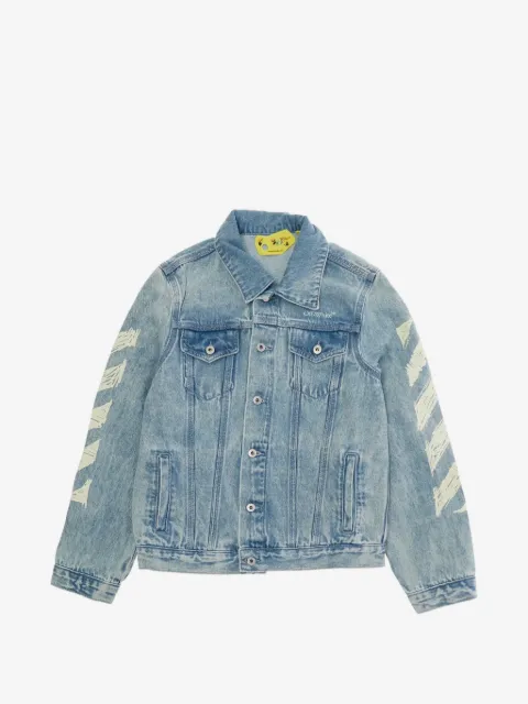 Off-White Kids Jeansjacke mit diagonalen Streifen