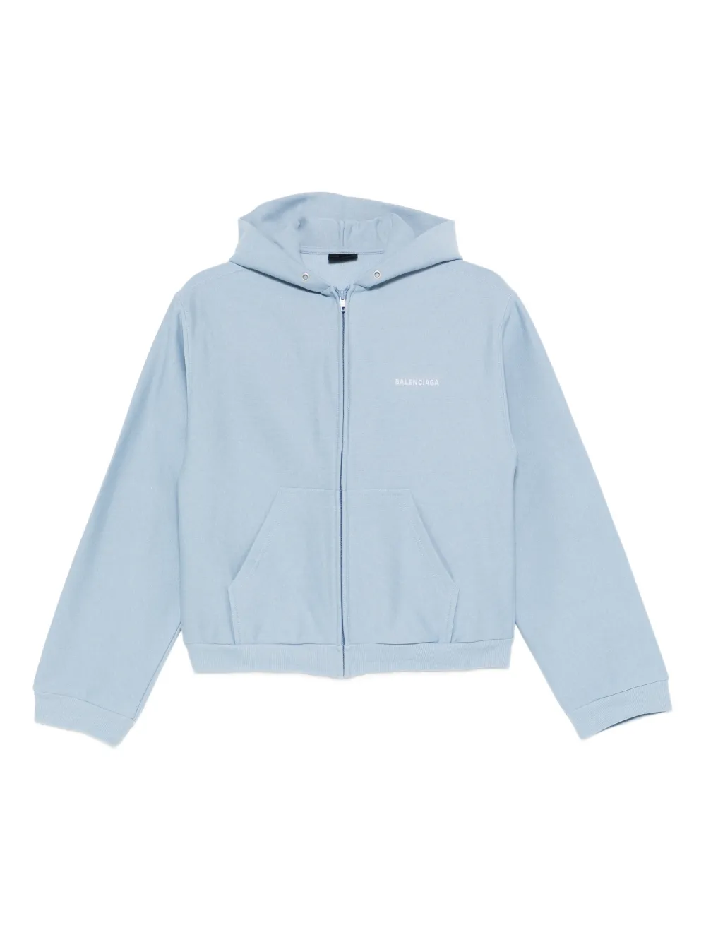 Balenciaga zip cotton hoodie - Blue