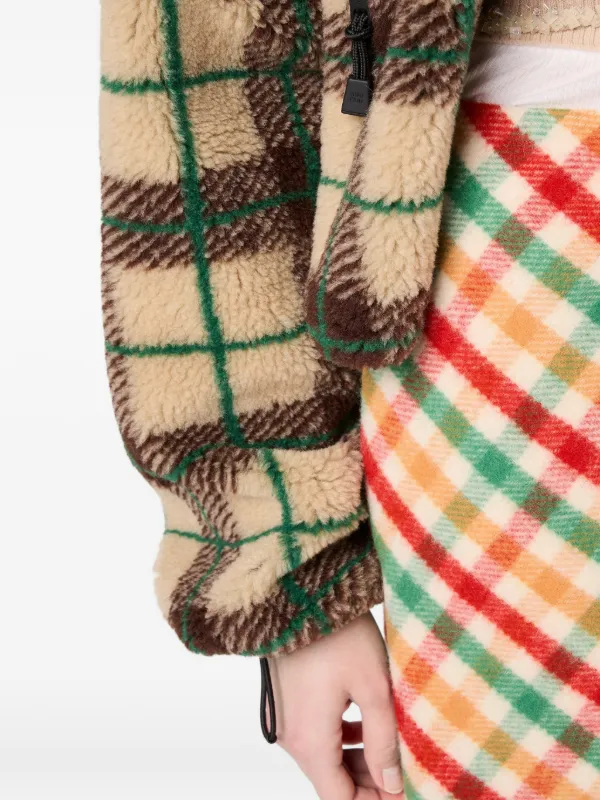 Miu Miu Checked Zip Jacket | Neutrals | FARFETCH UK