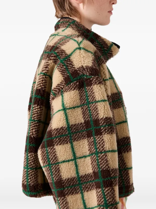 美品 MIU MIU クロップドブルゾン 2021年 チェック ジャケット L クラシックで可愛い《Miu Miu》チェック ブルゾンジャケット (MiuMiu