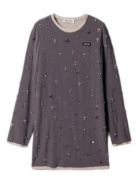 Miu Miu embroidered long-sleeve mini dress
