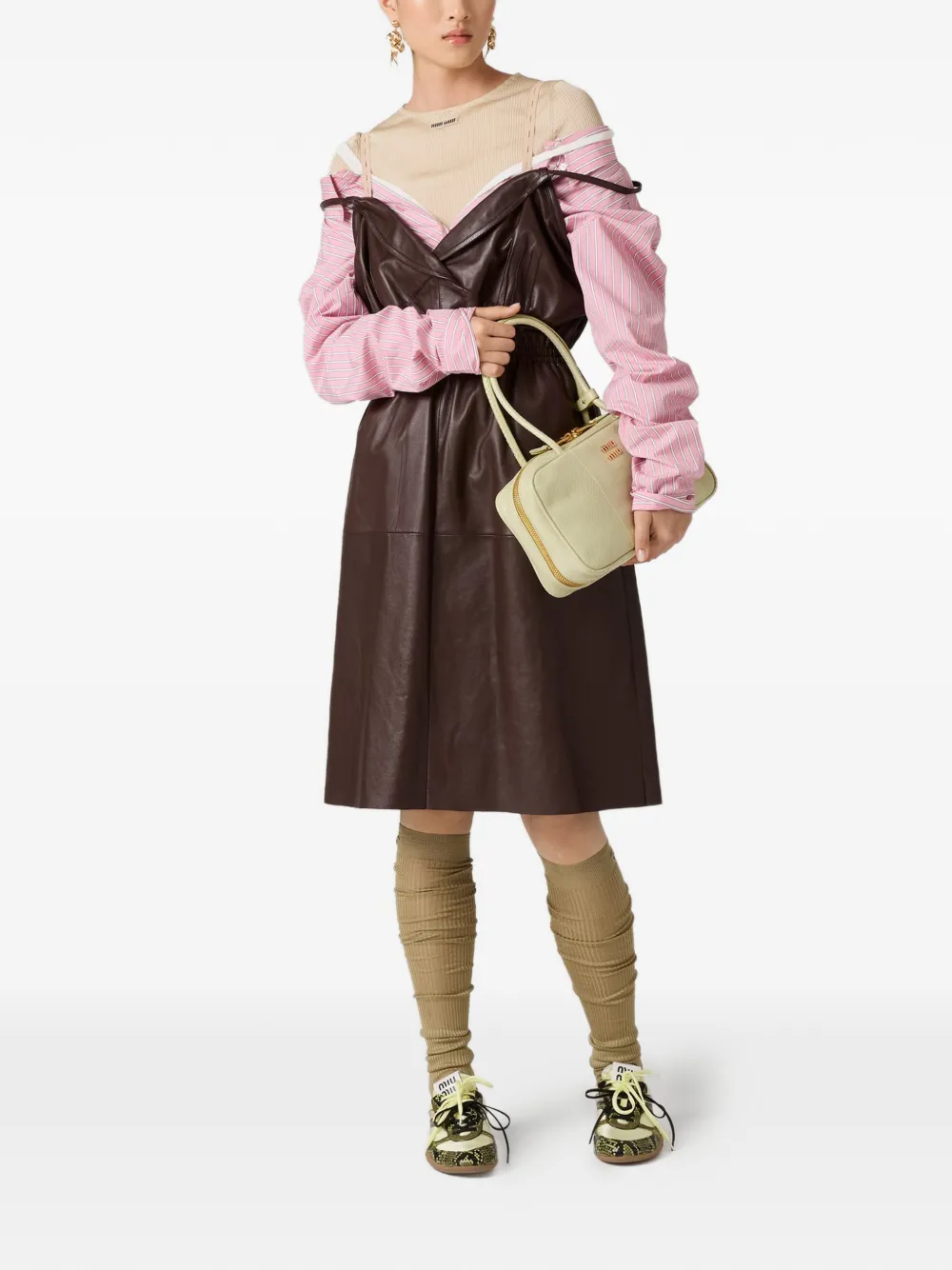 Miu Miu striped elasticated mini dress - Roze