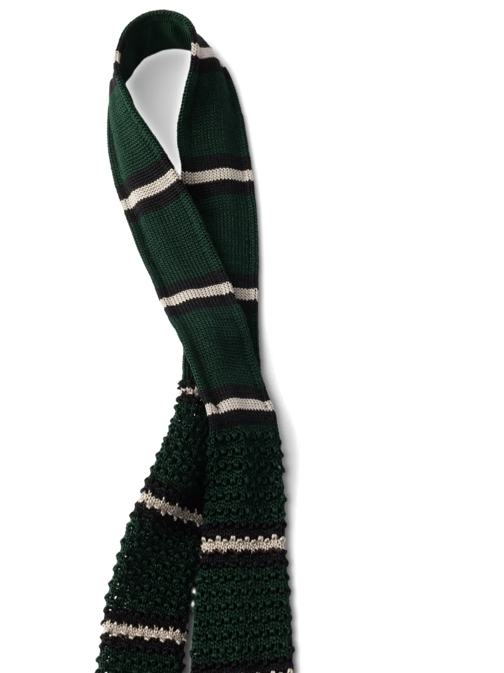  Prada Striped-pattern Silk Tie - Green 