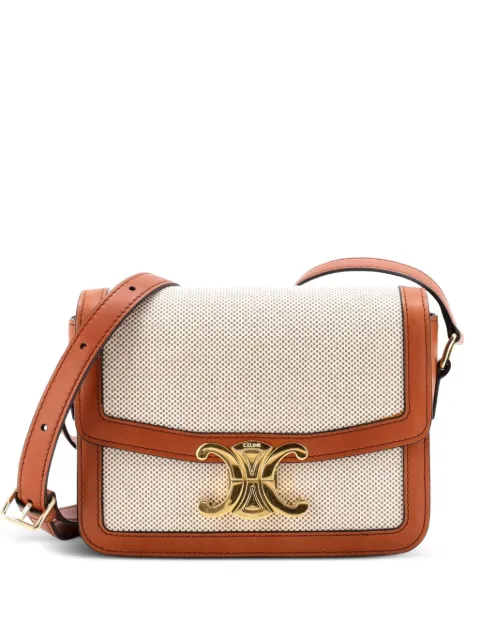 Celine Pre-Owned Triomphe Shoulder Bag Canvas with Leather Teen crossbody bag