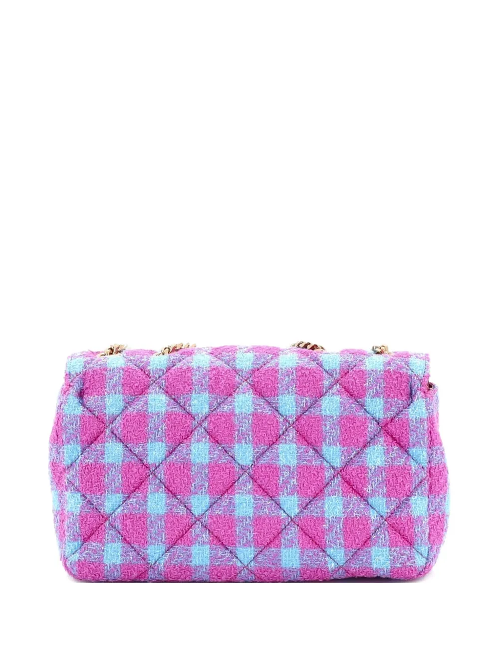 Medusa Icon Chain Flap Bag Quilted Tweed East West Shoulder Bag