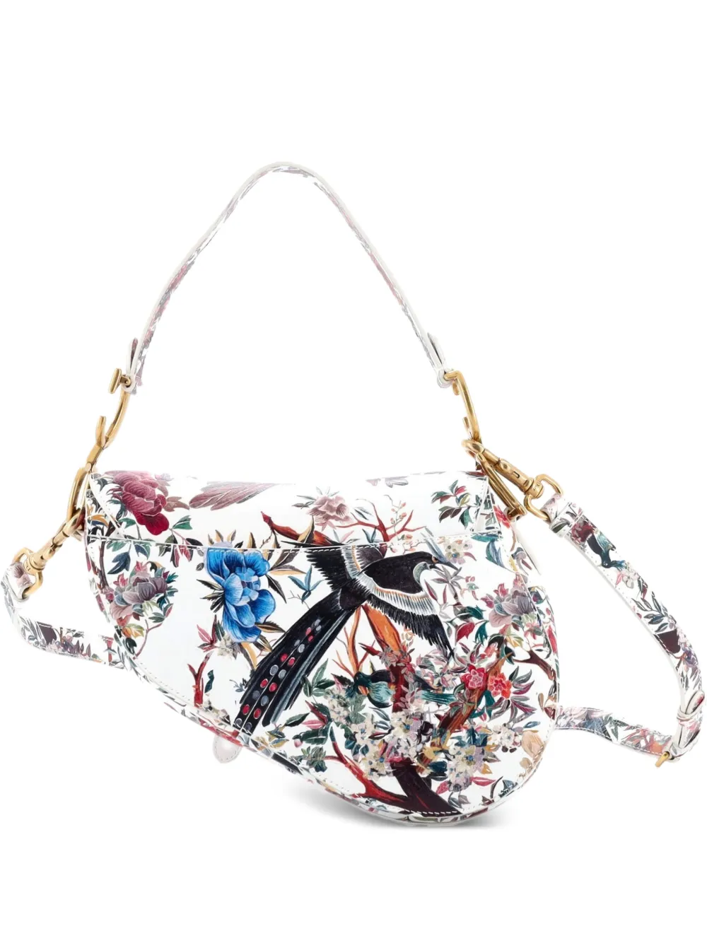  Christian Dior Pre-owned Saddle Handbag With Strap Printed Leather Medium Shoulder Bag - Multicolour 