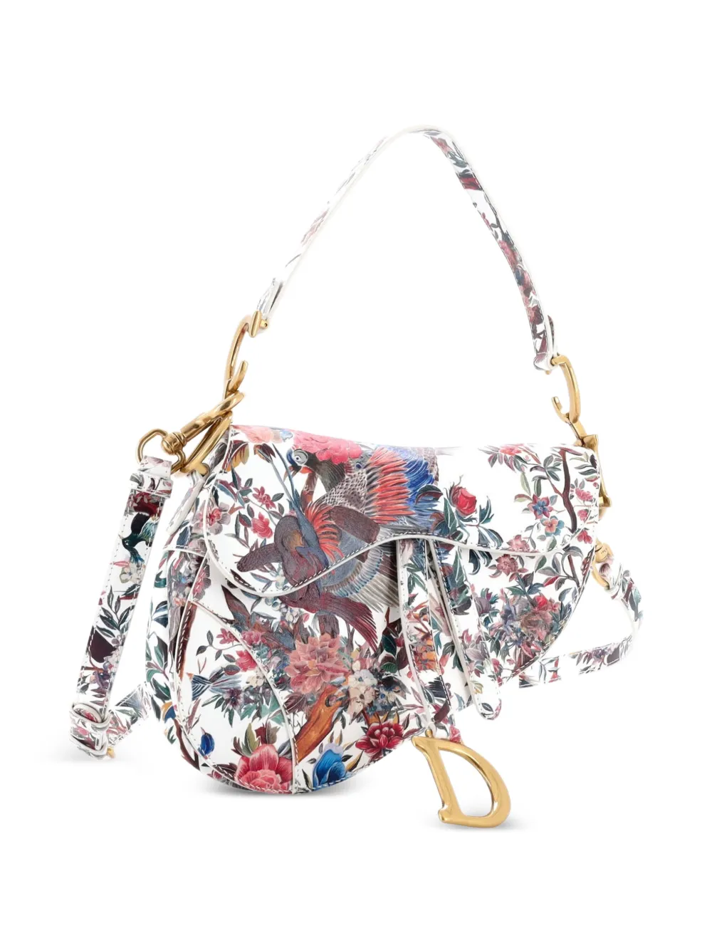 Saddle Handbag With Strap Printed Leather Medium Shoulder Bag