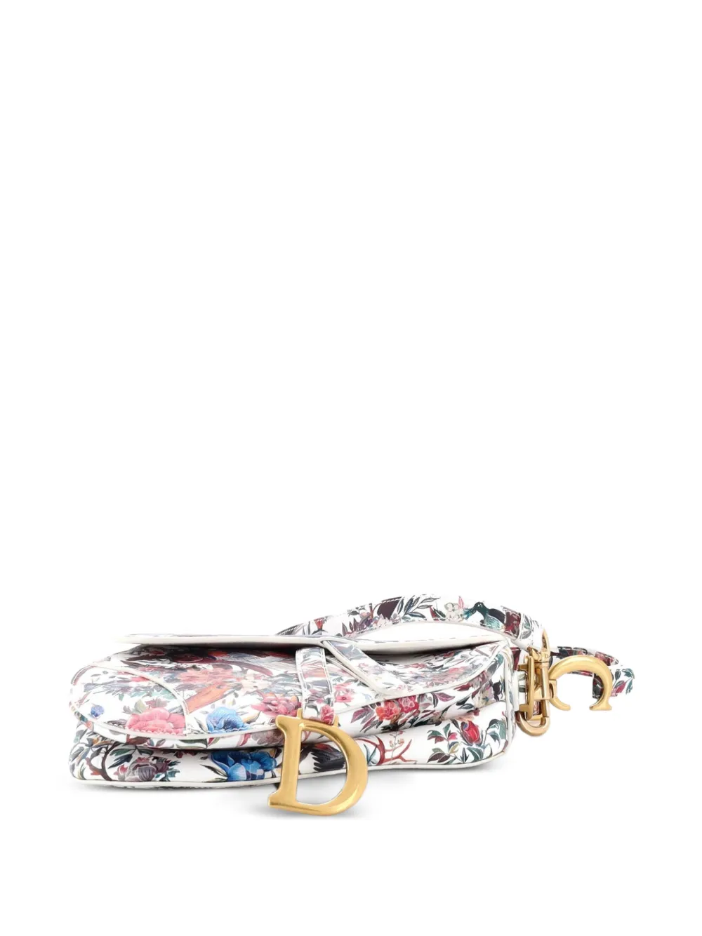 Saddle Handbag With Strap Printed Leather Medium Shoulder Bag