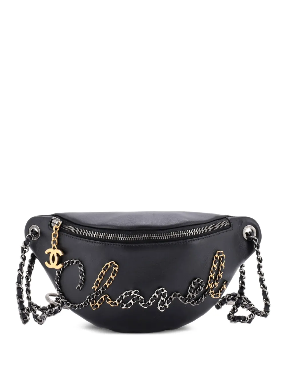 CHANEL Pre-Owned Marsupio in pelle di vitello con catena - Nero