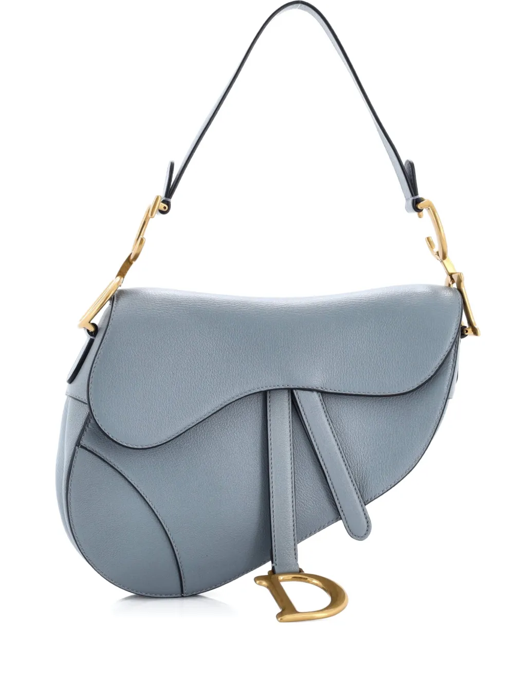 Christian Dior Pre-Owned Borsa a spalla Saddle media in pelle - Blu
