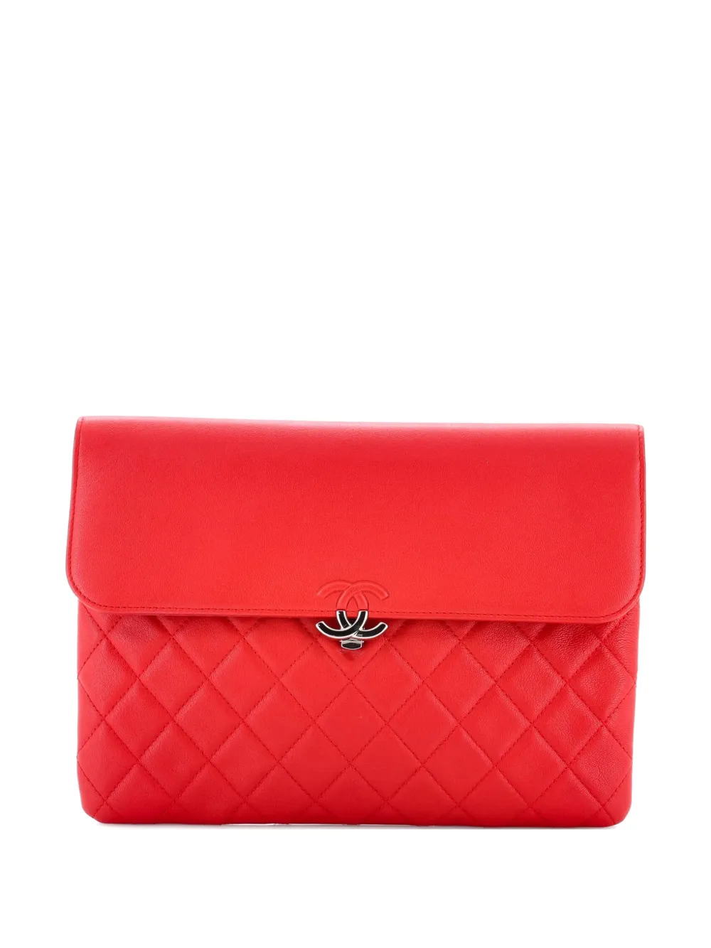 CHANEL Pre-Owned Clutch CC in pelle di vitello trapuntata con battente - Rosso