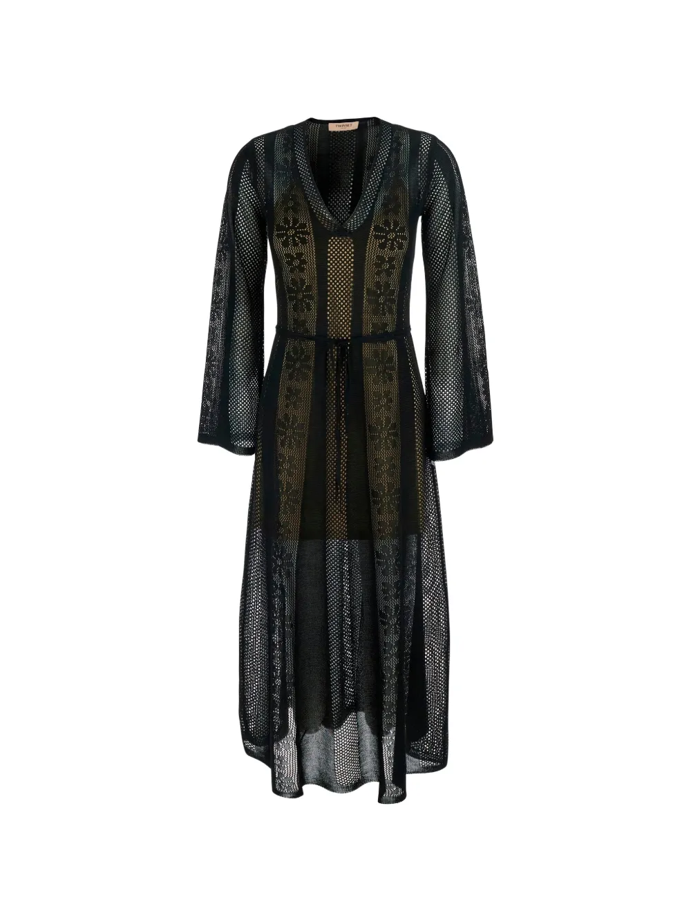 TWINSET open-knit floral-lace dress - Nero