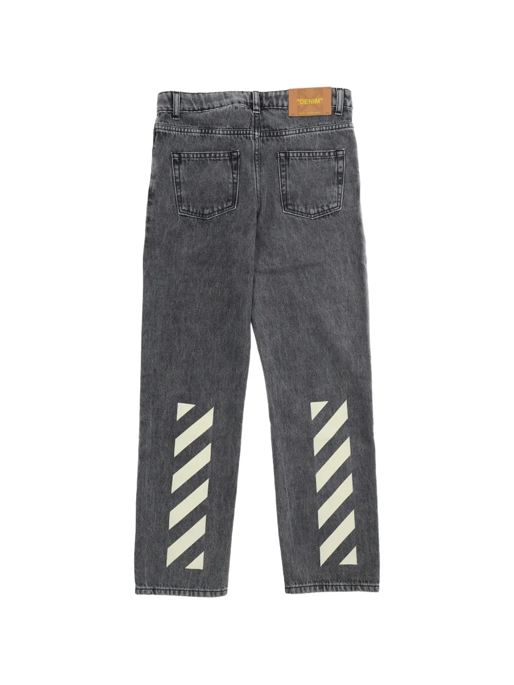 Diagonal-Stripe Straight-Leg Jeans