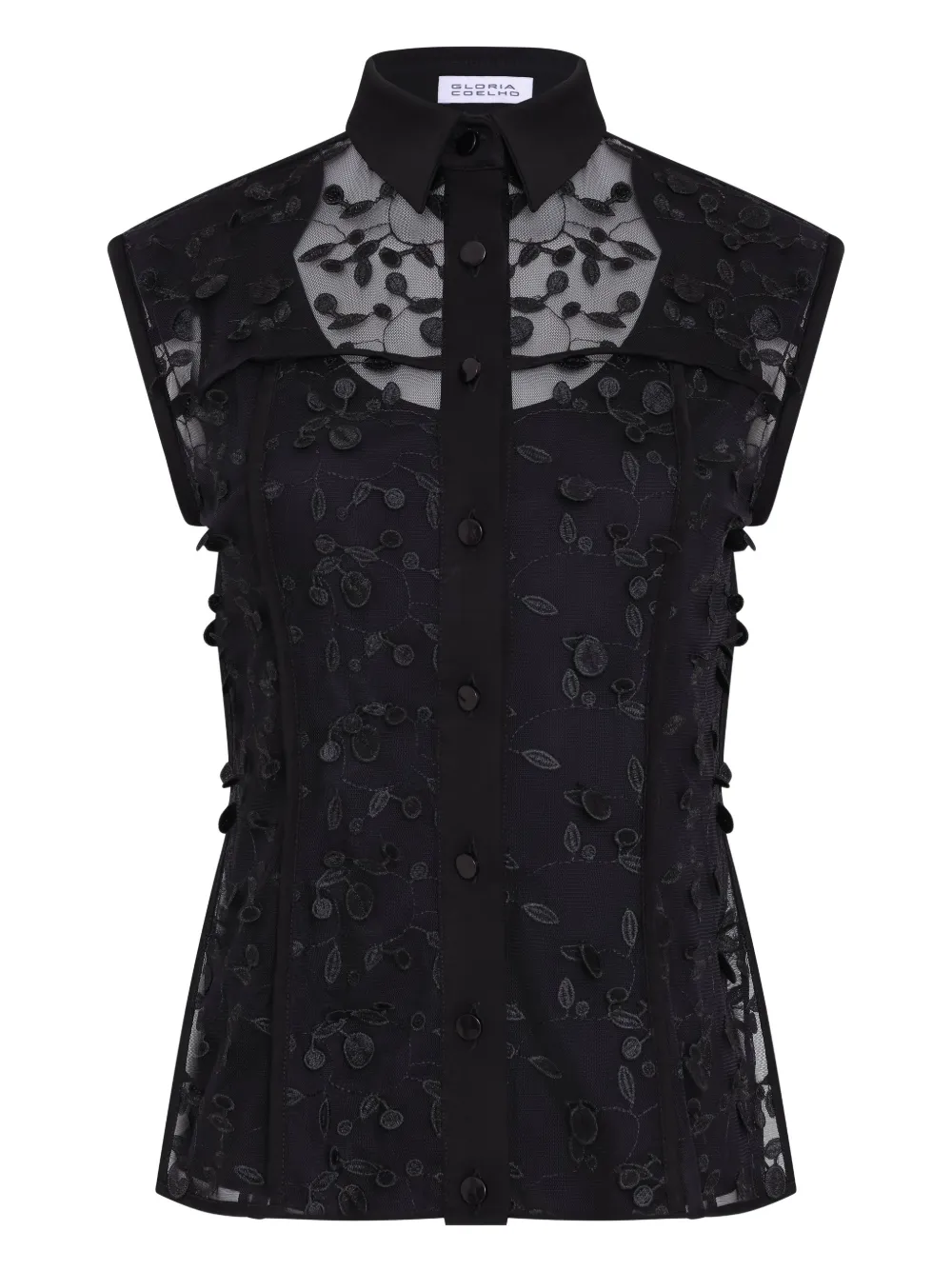 Gloria Coelho Camicia con applicazione a fiori - Nero