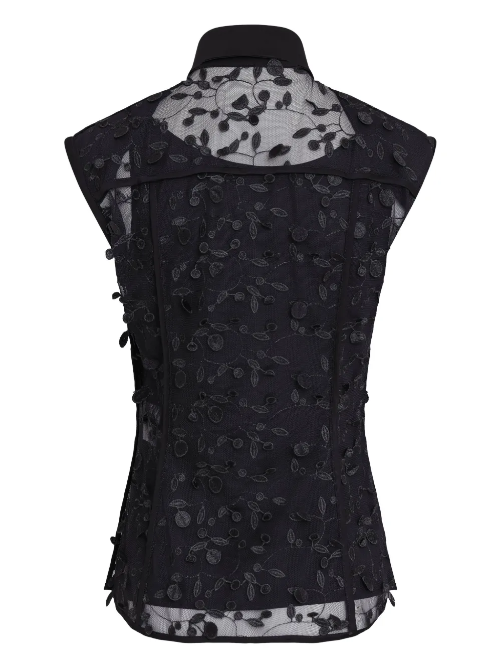 Gloria Coelho Blouse met knopen en bloemapplicatie - Zwart