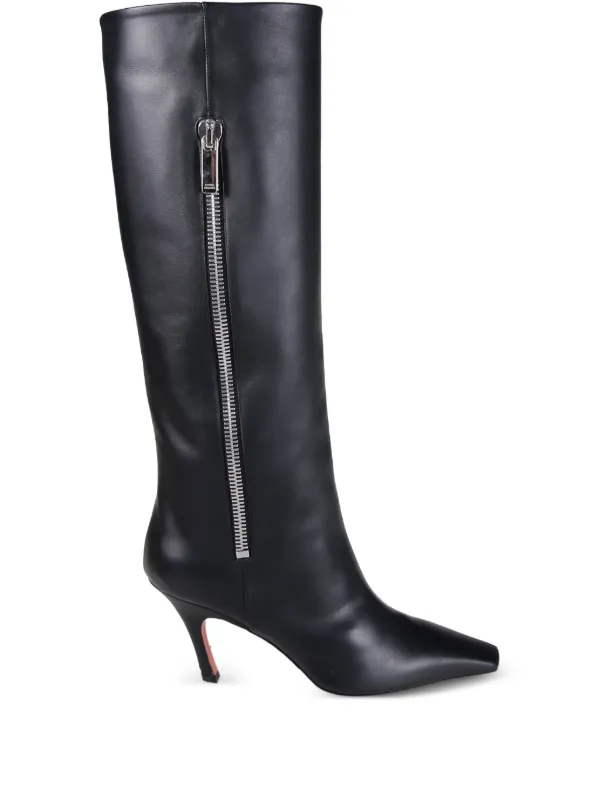 Amina Muaddi Mona Zip Boots in Black