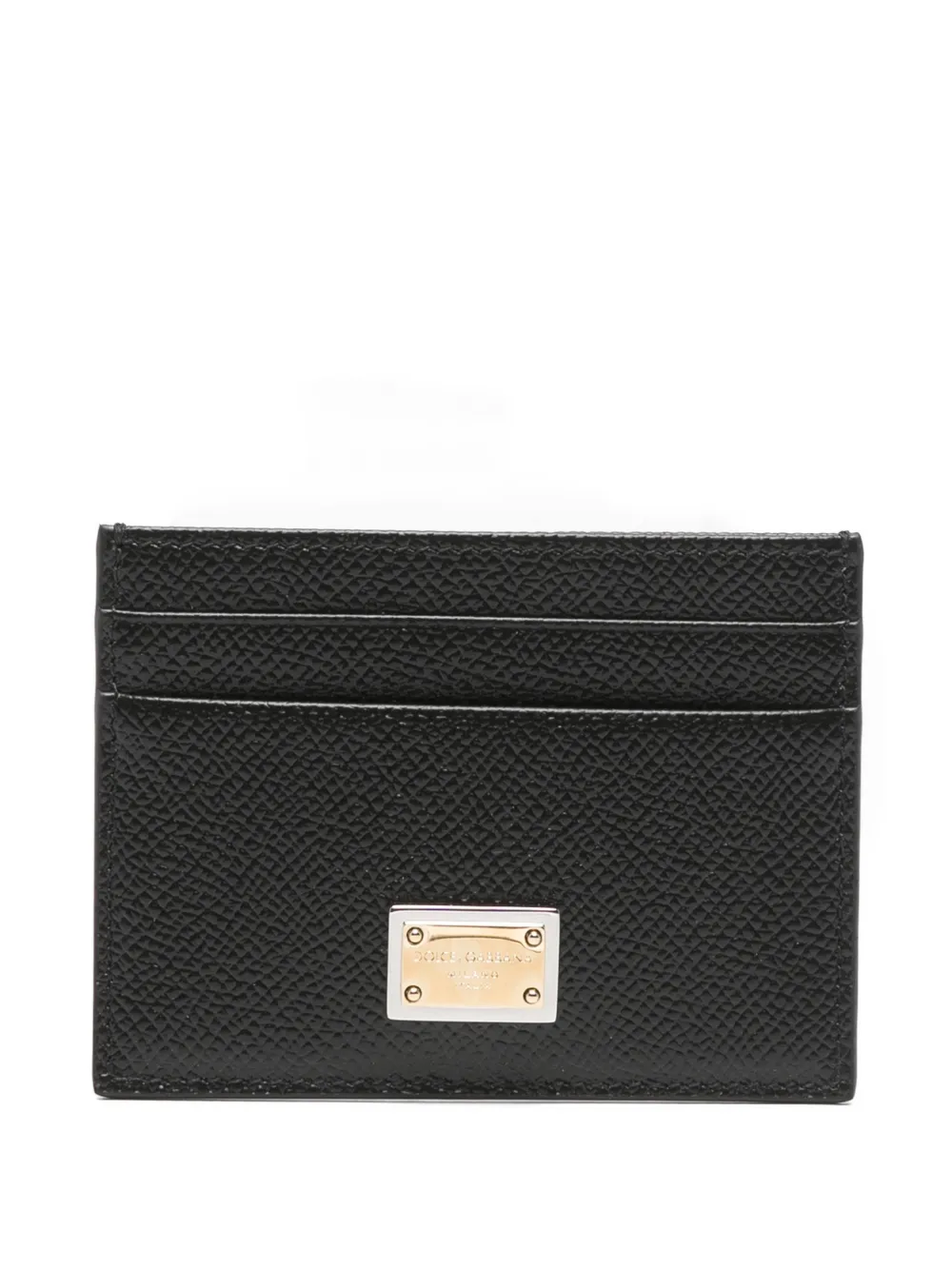 Dolce & Gabbana logo-plaque leather card holder - Nero