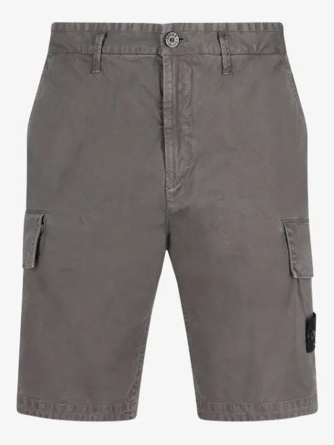 Stone Island L100018 organic cotton stretch broken twill old-effect slim-fit cargo shorts with asymmetrical seams