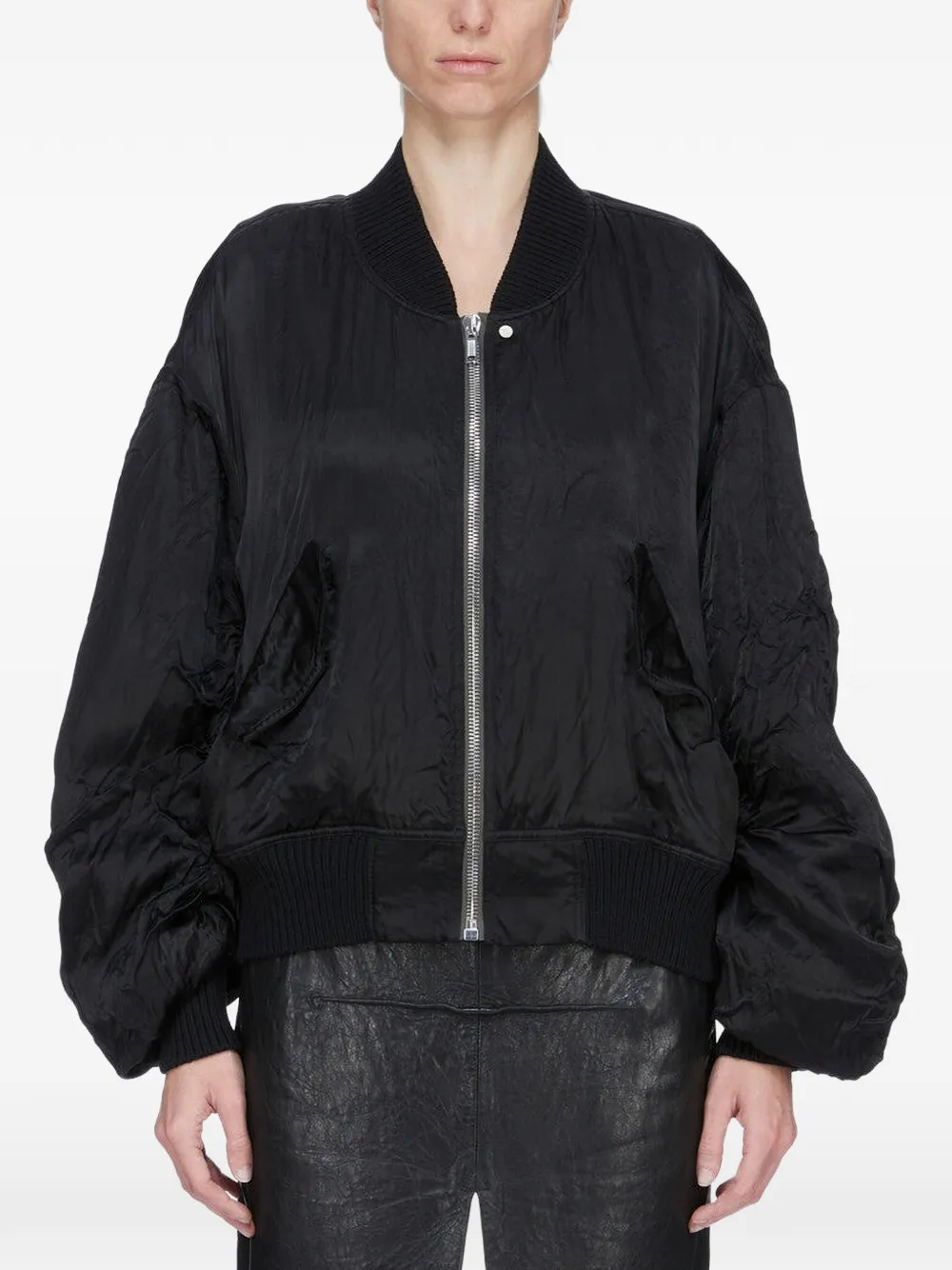 Rick Owens Bomberjack met ruches Zwart
