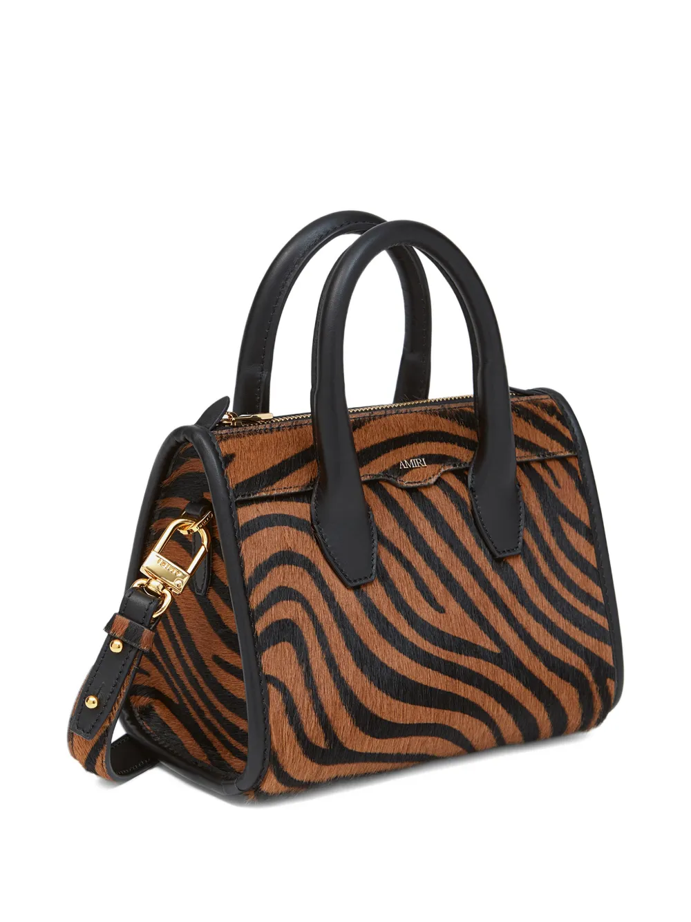  Amiri Micro Triangle Zebra Tote Bag - Brown 