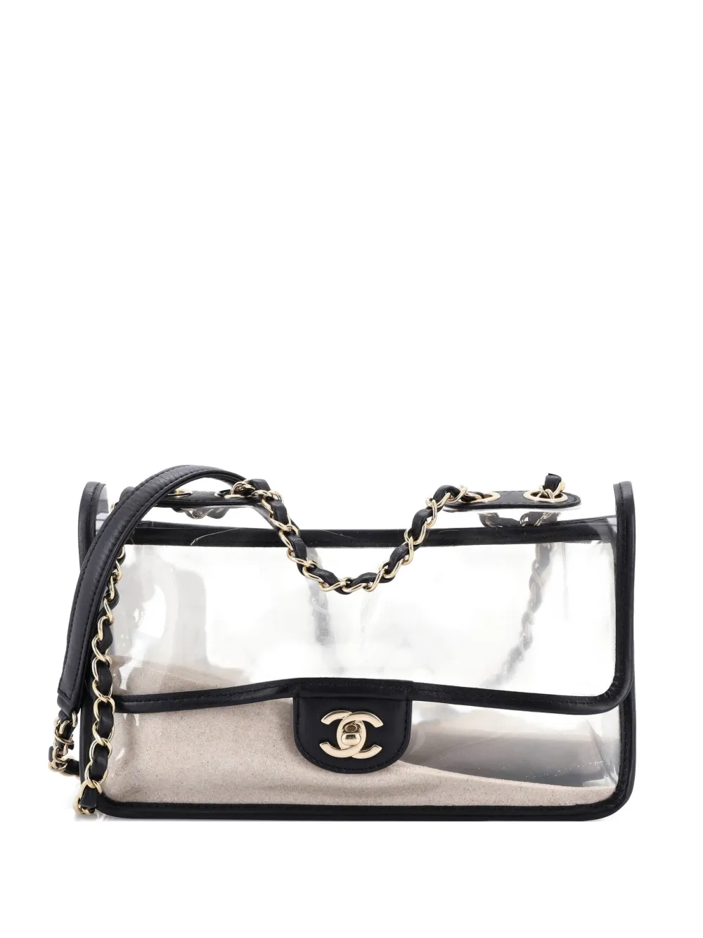 CHANEL Pre-Owned Sand By The Sea Flap Bag PVC with Lambskin Medium shoulder bag - Schwarz