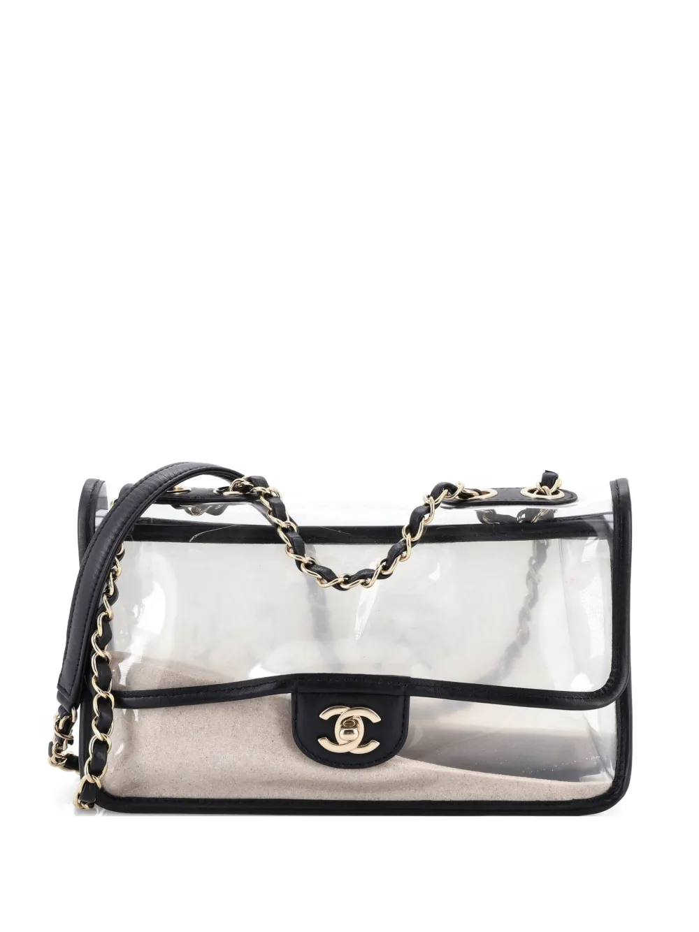 CHANEL Pre-Owned Sand By The Sea Flap Bag PVC with Lambskin Medium shoulder bag - Schwarz