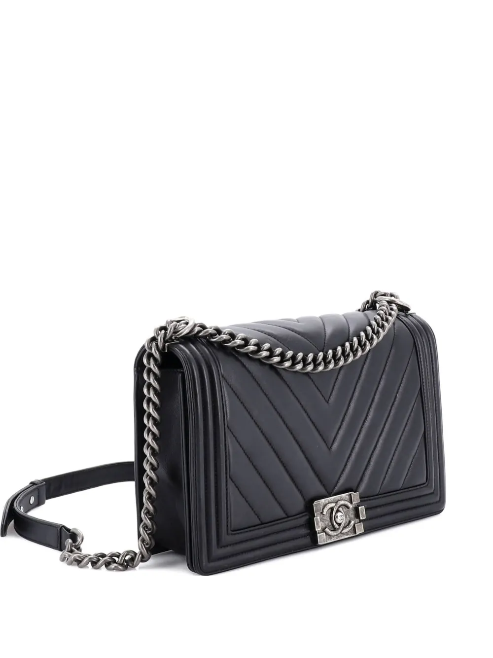 CHANEL Pre-Owned Boy Flap Bag Chevron Calfskin New Medium shoulder bag - Nero