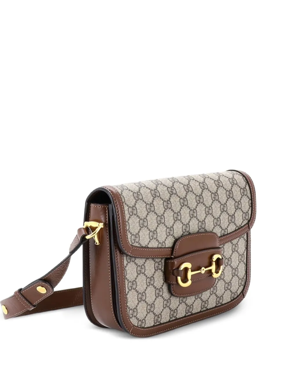 Gucci Pre-Owned Horsebit 1955 Shoulder Bag GG Coated Canvas with Leather Small crossbody bag - Marrone