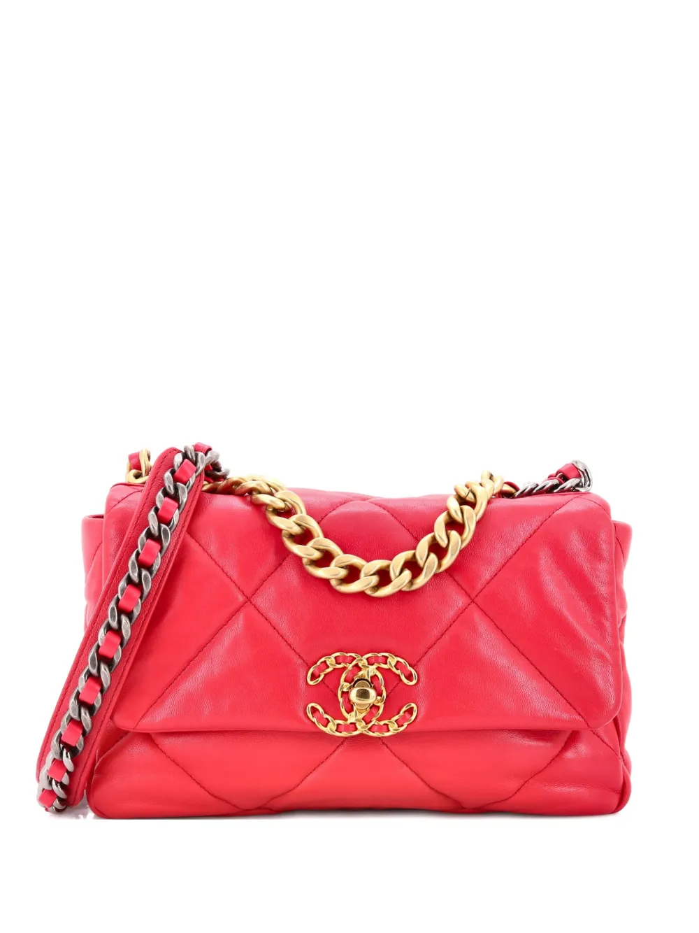 CHANEL Pre-Owned 19 Flap Bag Quilted Leather Medium crossbody bag - Pink