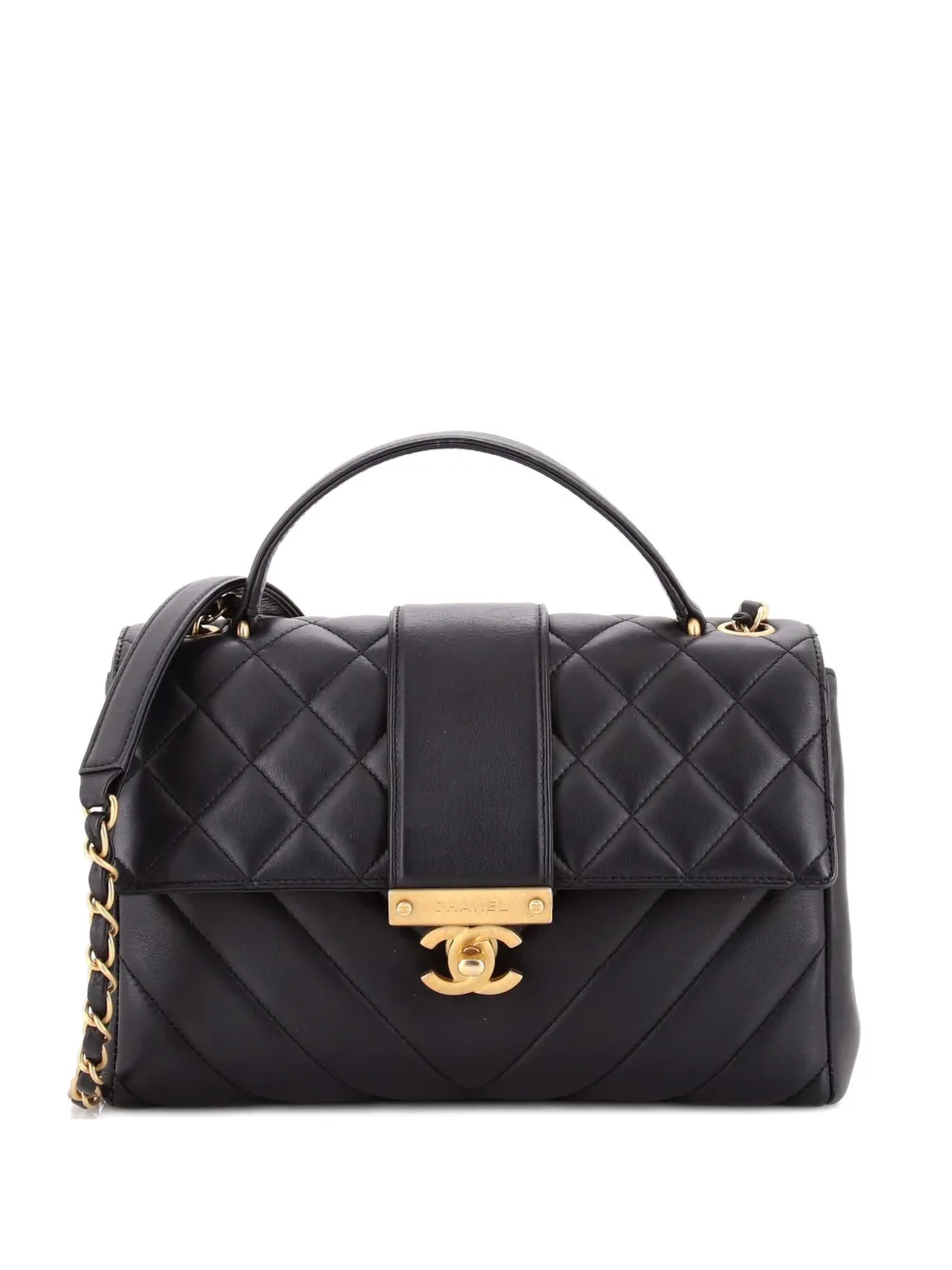 CHANEL Pre-Owned In The City Top Handle Flap Bag Mixed Quilt Calfskin Small satchel - Nero